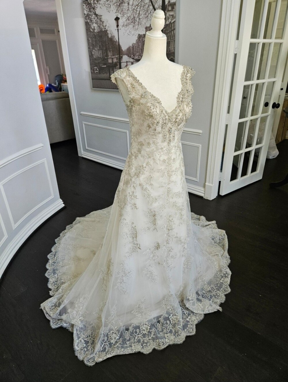Maggie Sottero Ivory Lace A-Line Wedding Dress - Picture 5 of 11